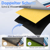 Sekey Picknickdecke – Wasserdicht & sandfest, faltbare Strandmatte mit PEVA-Unterseite, gepolstert & tragbar für Camping, Strand & Wiese – Blau-Weiß-Rote Streifen